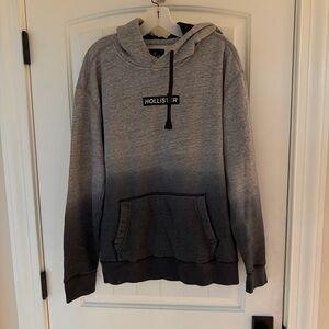 Hollister Men's Gray Gradient Ombré Pullover Hoodie